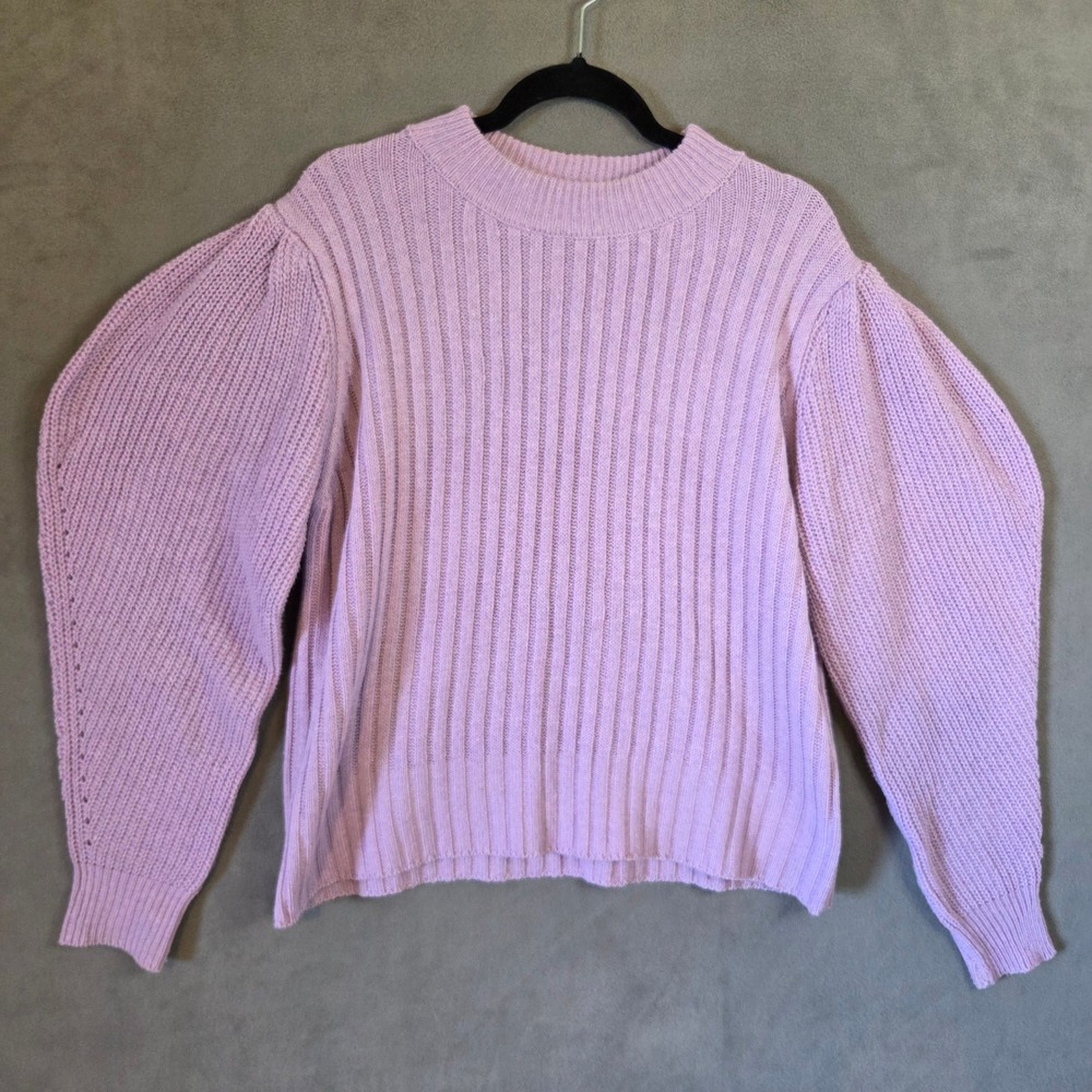 Puff Balloon Sleeve Ribbed Knit Sweater Women's Small Coquette Romantic Fairy